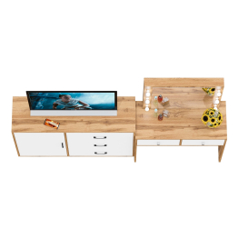 Стол туалетный для спальни с лампочками СТ-5 и тумба-комод 122-1204