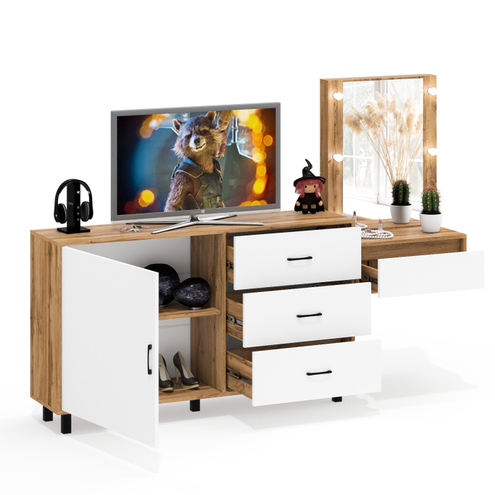 Туалетные столики, Стол косметический навесной с подсветкой и комод 122-1504