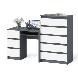 Комод высокий Мори МК700 5-ть ящиков и стол компьютерный Мори МС-6 левый