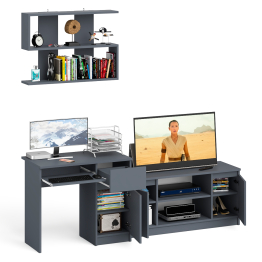 Однотумбовый компьютерный стол Мори МС-1 правый с тумбой МТВ1200.1 и открытой полкой на 900