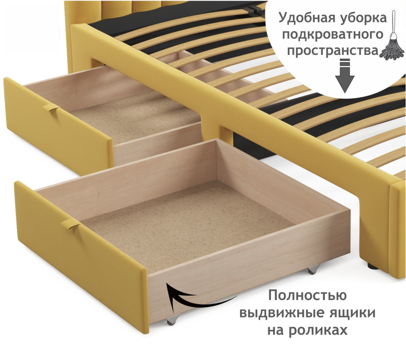 Мягкая кровать, Мягкая кровать-тахта Milena 1200 c ящиками