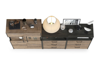 Комод с витриной с подсветкой с двумя комодами с ящиками Трувор