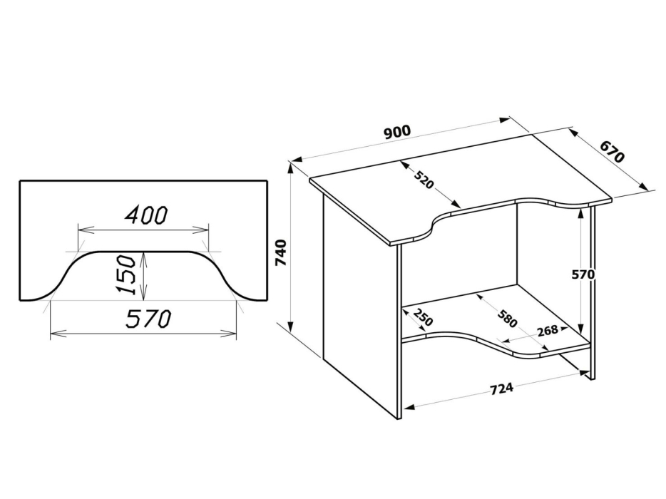 Прямые компьютерные столы, Компьютерный стол КСТ-03