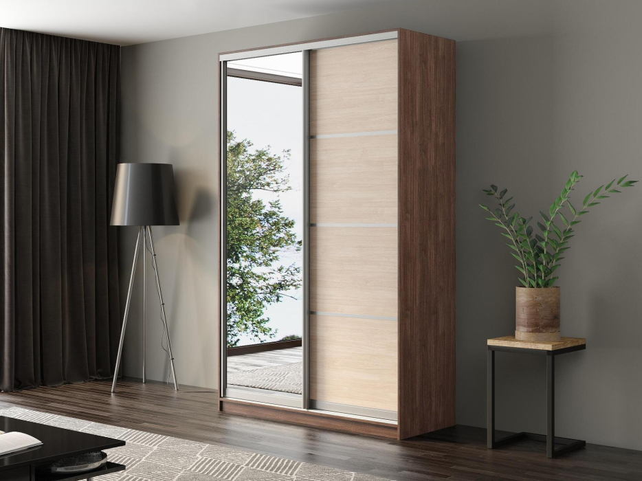 Шкафы-купе, Шкаф-купе Айсберг 160 ШАМОНИ ТЕМНЫЙ (шамони светлый/зеркало)