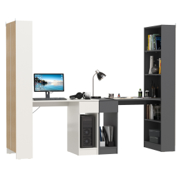 Два письменных стола Лайт 10.01 со шкафом с полками