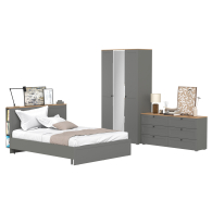 Спальные гарнитуры, Шкаф для одежды трёхдверный с зеркалом Остин с кроватью с основанием и комода на 6-ть ящиков