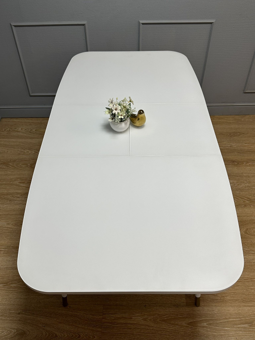 Обеденные столы, Стол Kenner K1200 раздвижной, стекло белое сатин