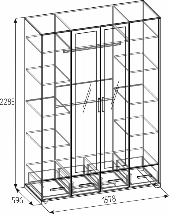 Шкафы распашные, Шкаф для одежды и белья Айрис 555, дуб
