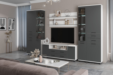 Модульная гостиная Грейс композиция 12  Снежный Ясень