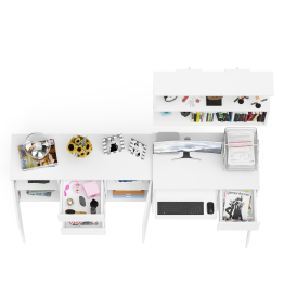 Компьютерный стол МС-1 тумба справа с комодом-тумбой и верхней открытой полкой