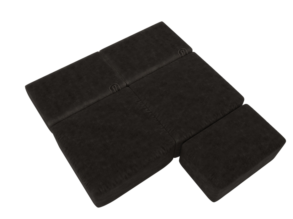 Диваны еврокнижки, Диван прямой модульный с пуфом Лига-060 НПБ, велюр BRUT