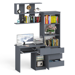 Стол компьютерный Мори МС-1 правый с навесной полкой и стеллаж-комодом 600.3