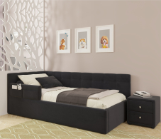 Мягкая кровать, Односпальная кровать-тахта Bonna 900 с защитным бортиким и подъемным механизмом