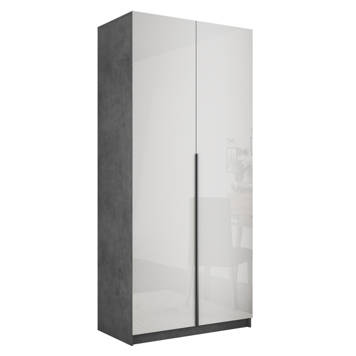 Шкафы распашные, Шкаф распашной Е1 Локер 101x52.5x220 см, с белым стеклом , полками и модулем