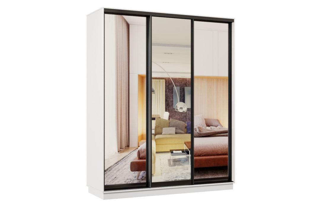 Шкафы-купе 3-х дверные, Шкаф-купе Премьер 27 белый