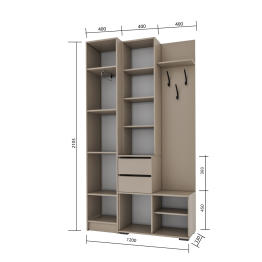 Прихожая Голд Бостон вешалка В2 с пеналом