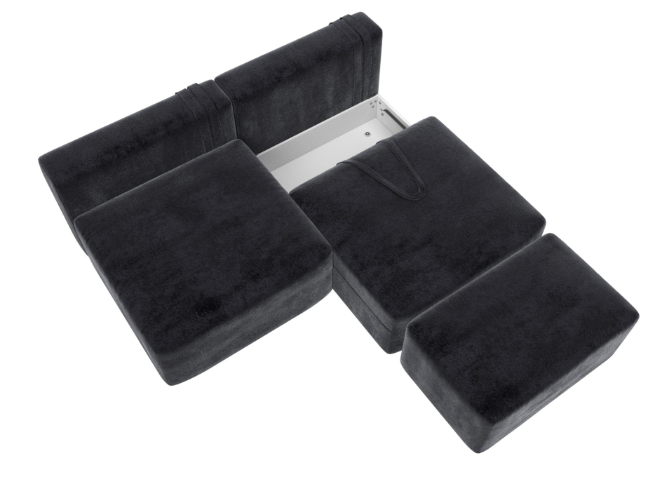 Диваны еврокнижки, Диван прямой модульный с пуфом Лига-060 НПБ, велюр TOWER