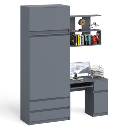 Шкаф с антресолью Мори МА900.1 с компьютерным столом МС-1 правым и книжной полкой