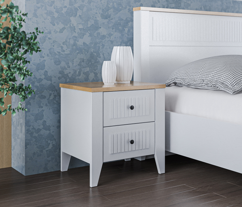 Спальные гарнитуры, Набор для спальни Монтана Белый Альпийский,Дуб Гамильтон/МДФ Дуб Белый