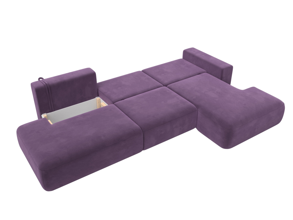 Диваны угловые в гостиную, Диван угловой Лига-036 Модерн Лонг правый угол, микровельвет
