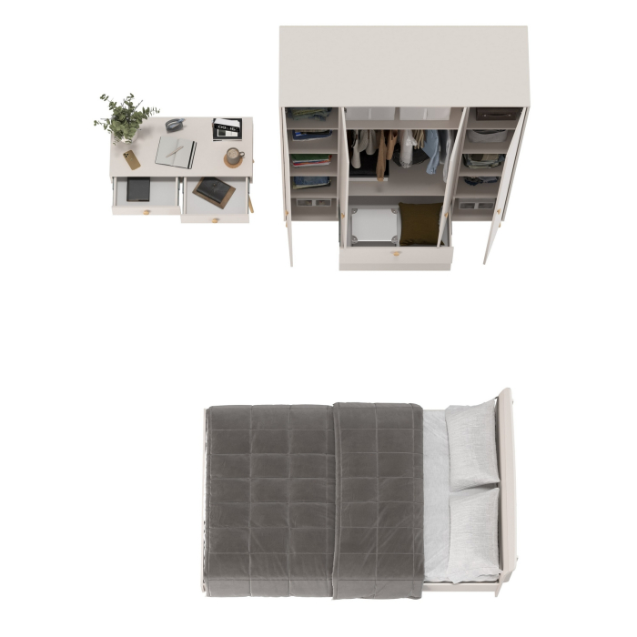 Спальные гарнитуры, Столик прикроватный с кроватью 1200 Афина со шкаф-комодом 4-ре двери два ящика