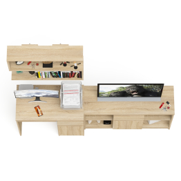 Открытая полка Мори 900 с компьютерным столом МС-1 правый и тумбой 1204-1