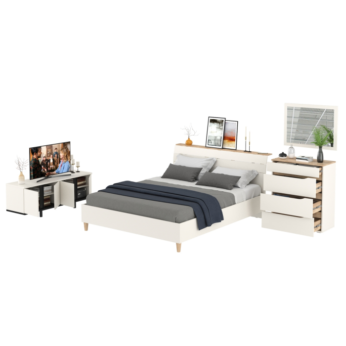 Спальные гарнитуры, Мебель для спальни Муссон 1600 с тумбой для аппаратуры 13.276