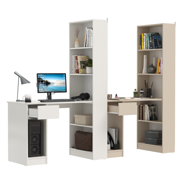 Прямые компьютерные столы, Два письменных стола Лайт 10.01 со шкафом с полками