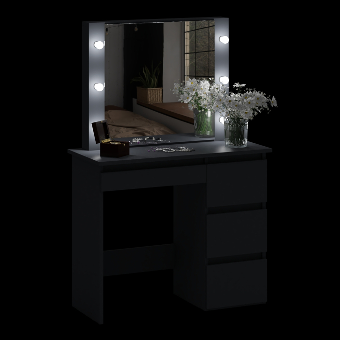 С зеркалом, Стол косметический с подсветкой Сура