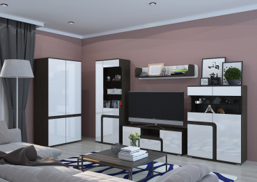 Гостиная МДФ Марсель (венге / белый гл ) без шкафа