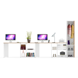 Офис домашний для двоих Лидер-8 из столов-трансформеров и платяного пенала МД 23Б