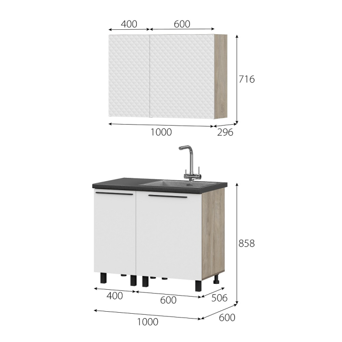 Кухонные гарнитуры, КГ Этна Софт Вайт Гиза 1_1,0
