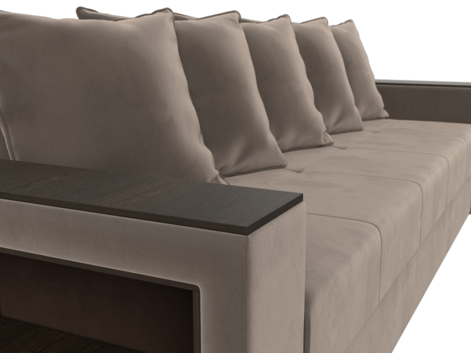 Диваны прямые, Диван прямой Дубай Лайт полки слева, велюр