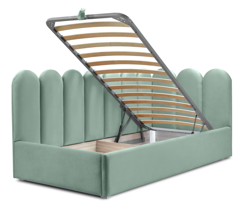 Мягкая кровать, Кровать с мягким изголовьем Мия 90 с подъемным механизмом, микровелюр