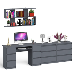 Стол компьютерный ящики слева и справа Мори МС-2 с комодом и полкой навесной