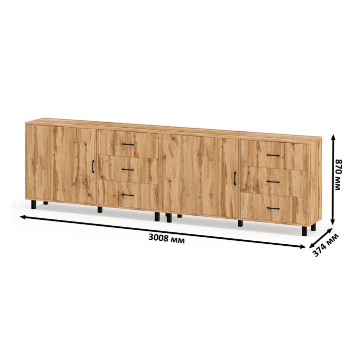 Комоды, Тумба-комод с двумя дверками и шестью ящиками 122-1504