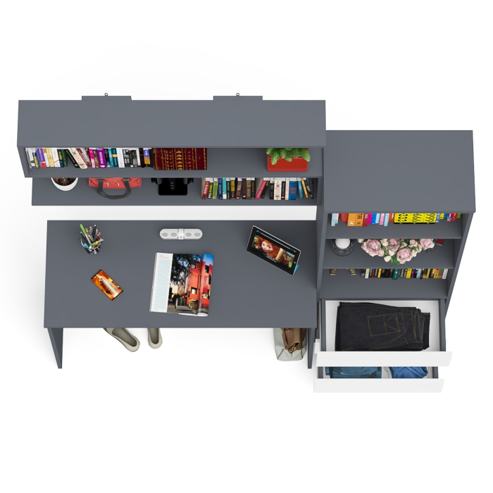 Прямые компьютерные столы, Стеллаж-комод Мори с письменным столом на 1200 и навесной полкой на 1200