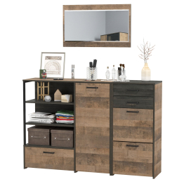 Тумба для обуви с зеркалом и широкий комод с нишами Трувор