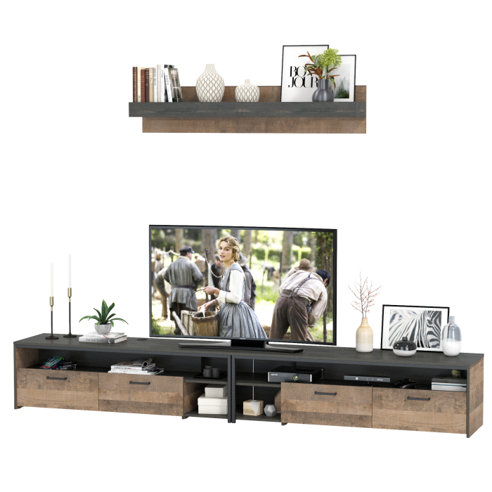 Стенки для гостиной, Две ТВ-тумбы Трувор с навесной полкой