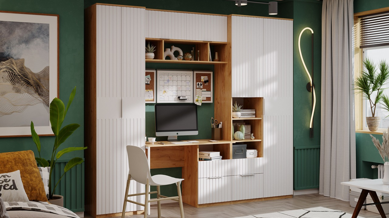 Детские полки, Шкаф настенный Хилтон 1100, дуб крафт золотой, белый матовый