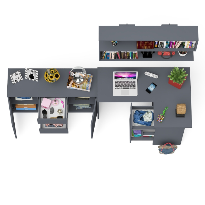 Домашние кабинеты, Стол компьютерный угловой МС-16 правый с навесной полкой и тумбой МК-1200.3 Мори