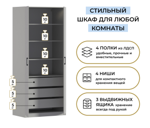 Шкаф двухдверный Макс 1000 мм, вариант №5 (ЛДСП)