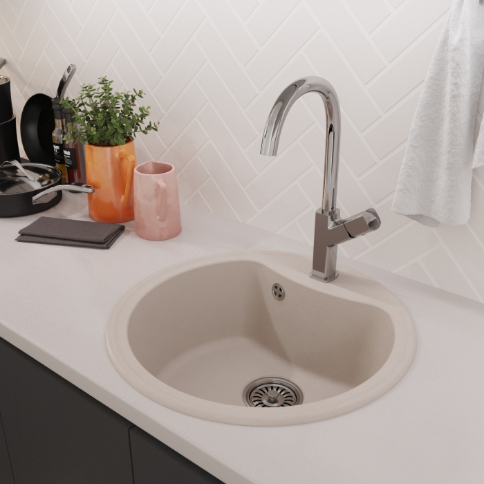 Кухонные мойки, Мойкa ML-GM09 круглая, 510 мм (глуб. чаши 190) NEW*