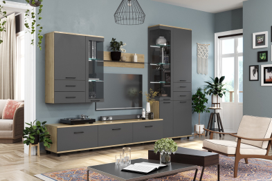 Модульная гостиная Грейс композиция 11  Гикори Джексон Светлый