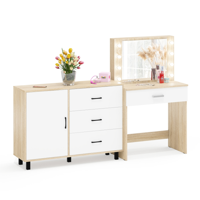 Туалетные столики, Косметический стол с подсветкой и выдвижным ящиком СТ-4 и комод 122-1204