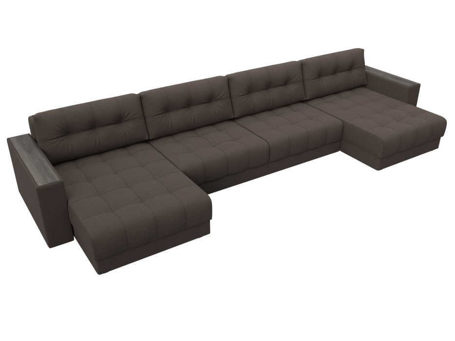 Дизайнерские диваны для гостиной, Диван П-образный с декором Лига-049 НПБ Лонг, рогожка Амур