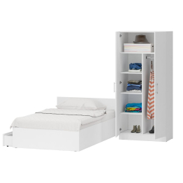 Односпальная Кровать с ящиками 1200 со шкафом для одежды 2-х створчатым Стандарт