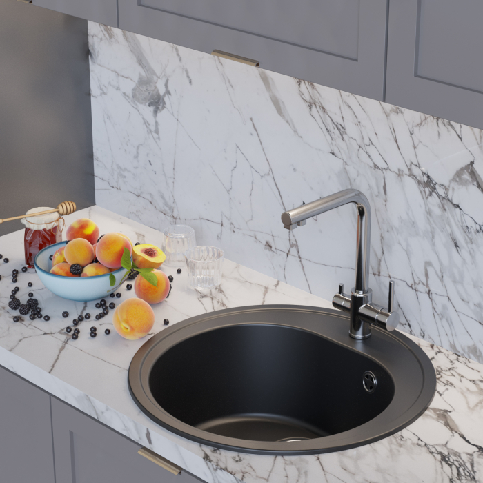 Кухонные мойки, Мойкa ML-GM11 круглая, 500мм (глуб. чаши 180) NEW*