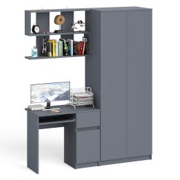 Компьютерный стол однотумбовый правый с ящиком и верхней полкой и платяной шкаф Мори МШ8001