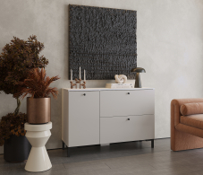 Комоды, Комод Тренд СБ-3447 2 ящика, 1 дверь Белый Аьпийский/Серый Перламутровый